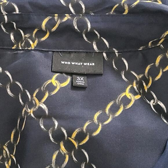 Who What Wear Women's Dress Navy Gold Chains Tie Waist 3X - Picture 6 of 7